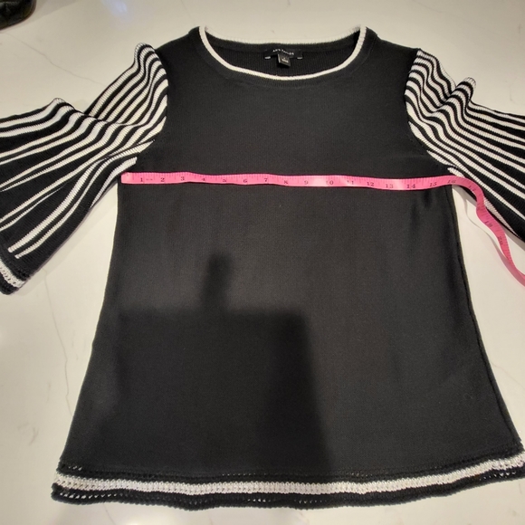 Ann Taylor Bell Sleeve Knit Top - Black & White - Picture 7 of 9